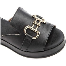Resim Hush Puppies Asan 624219 Hakiki Deri Kadın Terlik Siyah Siyah 
