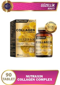 Resim Nutraxin Collagen Beauty Complex 90 Tbl - Hidrolize Tip 1, 2, 3, 5, 10, Biotin, Zinc, Bakır, Hya, Selenyum 