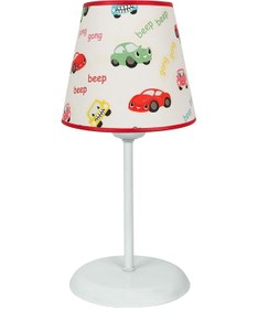 Resim Şenay Aydınlatma Çocuk Odası Konik Kumaş Abajur-Beyaz Araba Diğer 