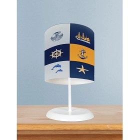 Resim Mekta Home Bebek ve Çocuk Odası Dümen ve Deniz Yıldzı Deseli Abajur 