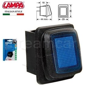 Resim Pilot Mavi Ledli Anahtar Düğmesi Su Geçirmez 12/24V 45531 