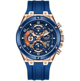 Resim Fochsia Lıge Kadın Ve Erkek İçin Rose Blue Multifonksiyonel Kronograf Saat Takvimli Diğer 