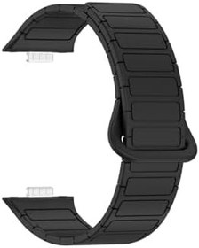 Resim bbtech Huawei Watch Fit 3 / Fit 4 / Fit 4 Pro Uyum Manyetik Silikon Bakla Desen Kordon Ayarlanabilir Kayış;Siyah 