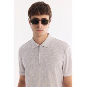 Resim AVVA Erkek Gri Kıvrılmayan Polo Yaka Fermuarlı Regular Fit T-Shirt A61Y1046 