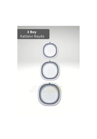 Resim 11'li Set Çamaşır Sepeti- Katlanır Sele- Badya- Kova- Maşrapa- Süzgeç- Kesim Panosu-huniler Bpa Free Beyaz - Gri 