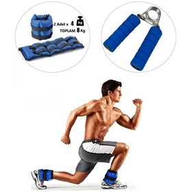 Resim 4 Kg X 2 Adet Mavi El Ayak Bileği Ağırlığı + El Yayı Mavi 