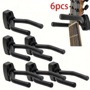 Resim 6 Adet Siyah Gitar Duvar Askı Kancası - Dayanıklı Demir, Akustik & Elektrik Gitarlar, Ukuleleler için Güvenli Asma - Yatak Odası Depolama, Gitar Aksesuarları için İdeal 
