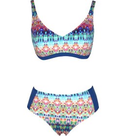 Resim Endeep Beria Kadın Mavi Etnik Desenli Toparlayıcı Askılı Bikini Takımı Mavi 