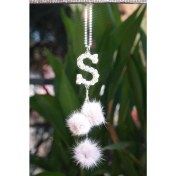 Resim Minik Ponponlu Harfli Dikiz Süsü Gri 