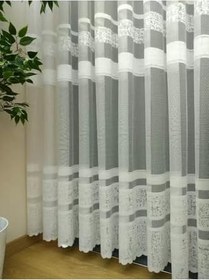 Resim Ev Depo Home Taç Bantlı Seyrek Pile Tül Perde Tek Kanat PARDESBT693SYRK, Ekru, 190 x 250 