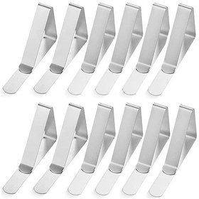Resim Wezone Paslanmaz Çelik Masa Örtüsü Kıskacı - 12'li Set, Dayanıklı Ve Pratik, 2.95x1.77x0.47 İnç Gümüş 