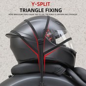 Resim 1 Adet Motosiklet Kaskları için Y-Ayırmalı Üçgen Sabitleme Kayışı - 60.96 cm, Ayarlanabilir ve Dayanıklı Naylon Elastik İp Kolay Kullanım Kanca ile, 59.94 cm'den 109.98 cm'ye Esnek, Arazi Bisikletleri, ATV'ler ve Bisiklet Ekipmanları için Uygun, Biker Aksesuarları 