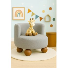 Resim Dekor Mobilyacım Teddy Yumuşak Peluş Kumaş Rahat Çocuk Koltuğu Gri Rengi Kitap Okuma & Dinlenme Koltuğu 