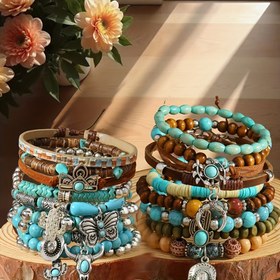 Resim 18 Parça Kaktüs Boğa Başlı Kelebek Şapka Bileklik Unisex 