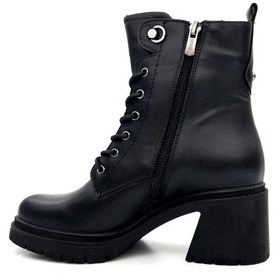 Resim Venüs 2552502 Kadın Hakiki Deri Kalın Topuk Bağcıklı Kısa Bot Siyah 