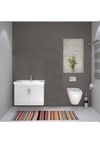 Resim Turkuaz Seramik Frame Etajerli Lavabo 80 x 45 CM Ve Lotus 80 Alt Modülü 