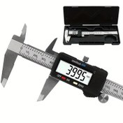 Resim 1 adet Paslanmaz Çelik Dijital Kaliper ve Pil - 0-150mm Hassas Ölçüm Aracı için Kalınlık, Derinlik ve Mesafe - Dayanıklı Çinko Alaşım Yapısı, LCD Ekran, Taşınabilir Kılıf Dahil, Kalınlık Ölçeği | Şık Ölçüm Cihazı | Paslanmaz Çelik Kaliper 