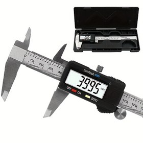 Resim 1 adet Paslanmaz Çelik Dijital Kaliper ve Pil - 0-150mm Hassas Ölçüm Aracı için Kalınlık, Derinlik ve Mesafe - Dayanıklı Çinko Alaşım Yapısı, LCD Ekran, Taşınabilir Kılıf Dahil, Kalınlık Ölçeği | Şık Ölçüm Cihazı | Paslanmaz Çelik Kaliper 