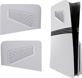 Resim PS5 için Soğutma Havalandırmalı İnce Üst Kapak Plakaları için, Yedek Üst Kapak Ön Panel Kapağı Yan Kabuk Toz Geçirmez Isı Emici ABS Kılıf PS5 Pro Konsol Diski ve Dijital Sürüm için (Beyaz) 