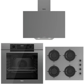 Resim Ferre Artline Gri Ankastre Set (D079-SA Gri Davlumbaz - CS208-FA 60 cm Gri Ocak - QEP63CPR Fryart Fırın) 