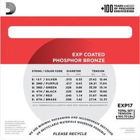 Resim D'Addario EXP17 Coated Phosphor Bronze Akustik Gitar Teli - Medium (13-56) 