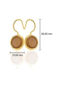 Resim Kadir Jewellery 22 Ayar Altın Kaplama Kadın Taşlı Küpe -el İşçiliği Ve Hipoalerjenik Küpe -e01 Kahverengi 