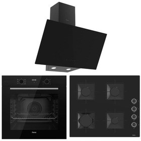 Resim Ferre Flowart QBL63CS - SS205 - D077 Dijital Turbo Ankastre Set Siyah 