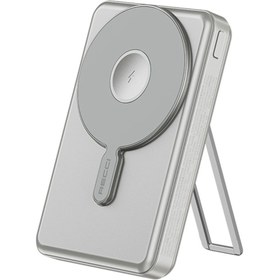 Resim Recci RPB-W23 PD 20W Standlı Type-C ve Lightning Kablolu Magsafe Powerbank 15W 10000mAh Gold 