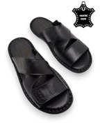 Resim MAGIC SHOES Tamamen Hakiki Deri Ve Topuk Yastıklı Sistemli Ortopedik Erkek Terlik 