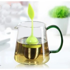 Resim Silikon Paslanmaz Çelik Yaprak Çay Süzgeci Çay Kaşığı Demlik Topu Bitki Çayı Filtresi 