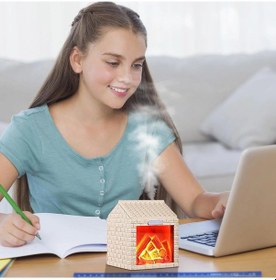 Resim Sx-e354 Dekoratif Led Şömine Alev Efektli Nemlendirici Difüzör & Ortam Lambası 