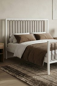 Resim Unimet Breeze Tek Kişilik Ferforje Metal Karyola (BEYAZ-KAHVERENGİ) (AHŞAP LATALI) 