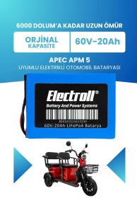 Resim Apec APM 5 Uyumlu Batarya (Standart Kapasite) LiFePO4 60V 20Ah Elektrikli Otomobil Bataryası 