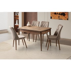 Resim Sima Kelebek Masa, Elio Sandalye, Dışbudak, 130x80 Açık Ceviz 