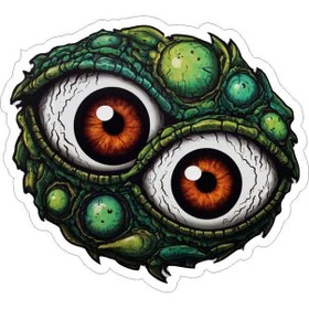 Resim 11x10 Cm Canavar Gözleri Sticker Laptop Kask Araba Motor Defter 