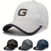 Resim Erkekler ve Kadınlar için Nefes Alabilen File Beyzbol Şapkası - Vintage Stil, Unisex Güneş Şapkası "G" Nakışlı, Hafif ve Rahat, Açık Hava Aktiviteleri için, Açık Hava Başlığı | Vintage Stil Şapka | File Yapı, Beyzbol 