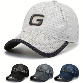 Resim Erkekler ve Kadınlar için Nefes Alabilen File Beyzbol Şapkası - Vintage Stil, Unisex Güneş Şapkası "G" Nakışlı, Hafif ve Rahat, Açık Hava Aktiviteleri için, Açık Hava Başlığı | Vintage Stil Şapka | File Yapı, Beyzbol 