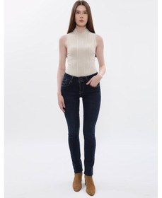 Resim Kadın Çift Düğmeli Düz Jean Pantolon Çok Renkli 