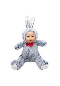 Resim Bebek Yüzlü Peluş Oyuncak Büyük Boy 35 Cm Hediyelik Uyku Arkadaşı Gri 