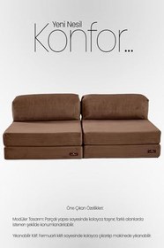 Resim Sofya İkili Koltuk Düz Kol| Oyun Koltuğu | Sünger Koltuk | Sinema Koltuğu. 90x190 CM (Bej) 