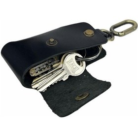 Resim Hakiki Deri Araba Otomobil Anahtar Kılıfı Anahtarlık Siyah 
