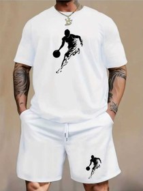 Resim Basketbol Baskılı Özel Tasarım Oversize Alt Üst Takım Beyaz 