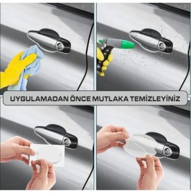 Resim Cupra Marka Logolu Oto Kapı Kolu Çizik Önleyici Yapışkan 8'li Set 