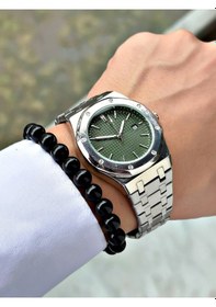 Resim Özel Premium Lüks Seri Eşref Tek Saat Modeli Metal Kordon Takvimli Erkek Kol Saati-bileklik Hediyeli Yeşil 