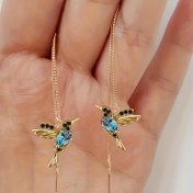 Resim Sentele Hummingbird Sallanma Küpe, Sentetik Zümrüt, Bakır Nikel-Free Kaplama, Kadınlar için Hayvan Temalı Sallanma Mücevheratı, Günlük Giyim ve Özel Günler gibi Düğünler, Mayıs Doğum Taşları için - 1 Çift 