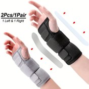 Resim 2 adet Karpal Tünel Bilek Desteği Seti, 3 Ayarlanabilir Kayış ve Stabilizasyon için Metal Split ile, Hem Erkekler Hem de Kadınlar için Uygun, Sol Bilek için Bir ve Sağ Bilek için Bir içerir. 