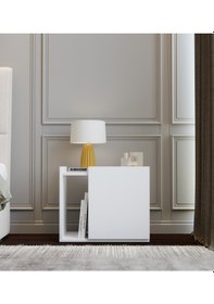 Resim 50 Cm Mdf Modern Beyaz Komodin Çok Amaçlı Dolap Yan Sehpa 