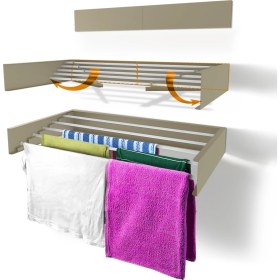 Resim Çamaşır Kurutmalık, Galv. Çelik, Dayanıklı, Duvara Monte, Iç ve Dış Mekan, Paslanmaz 