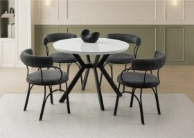 Resim Mobilgen Beyaz 4 Adet Toskana Sandalye Hilton 100+35 Açılabilir Masa Takımı Beyaz 