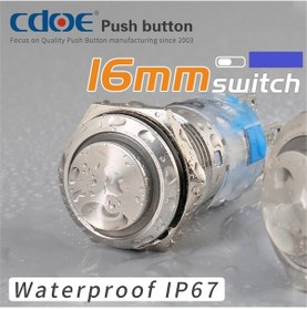 Resim 16Mm Metal Ledli Buton Paslanmaz/Çelik Ip67 Kırmızı 10V-30V 5P 1N 